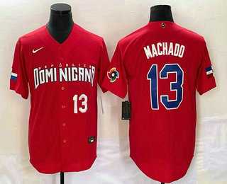 Men%27s Dominican Republic Baseball #13 Manny Machado Number 2023 Red World Classic Stitched Jersey->2023 world baseball classic->MLB Jersey